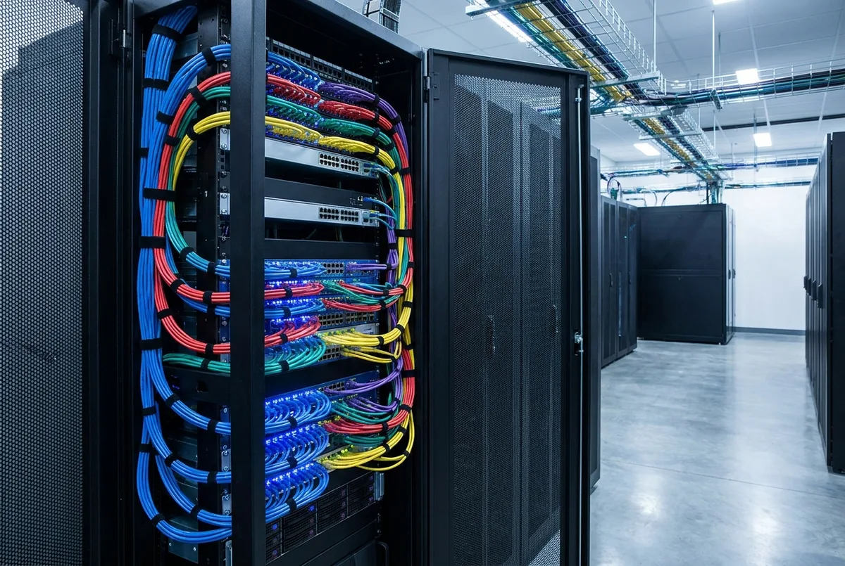 Strukturierte Netzwerkverkabelung im Serverschrank