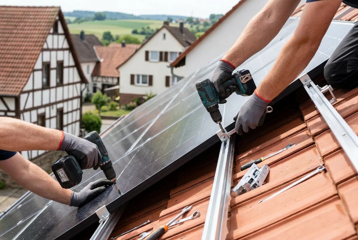 Montage einer Photovoltaikanlage auf dem Dach
