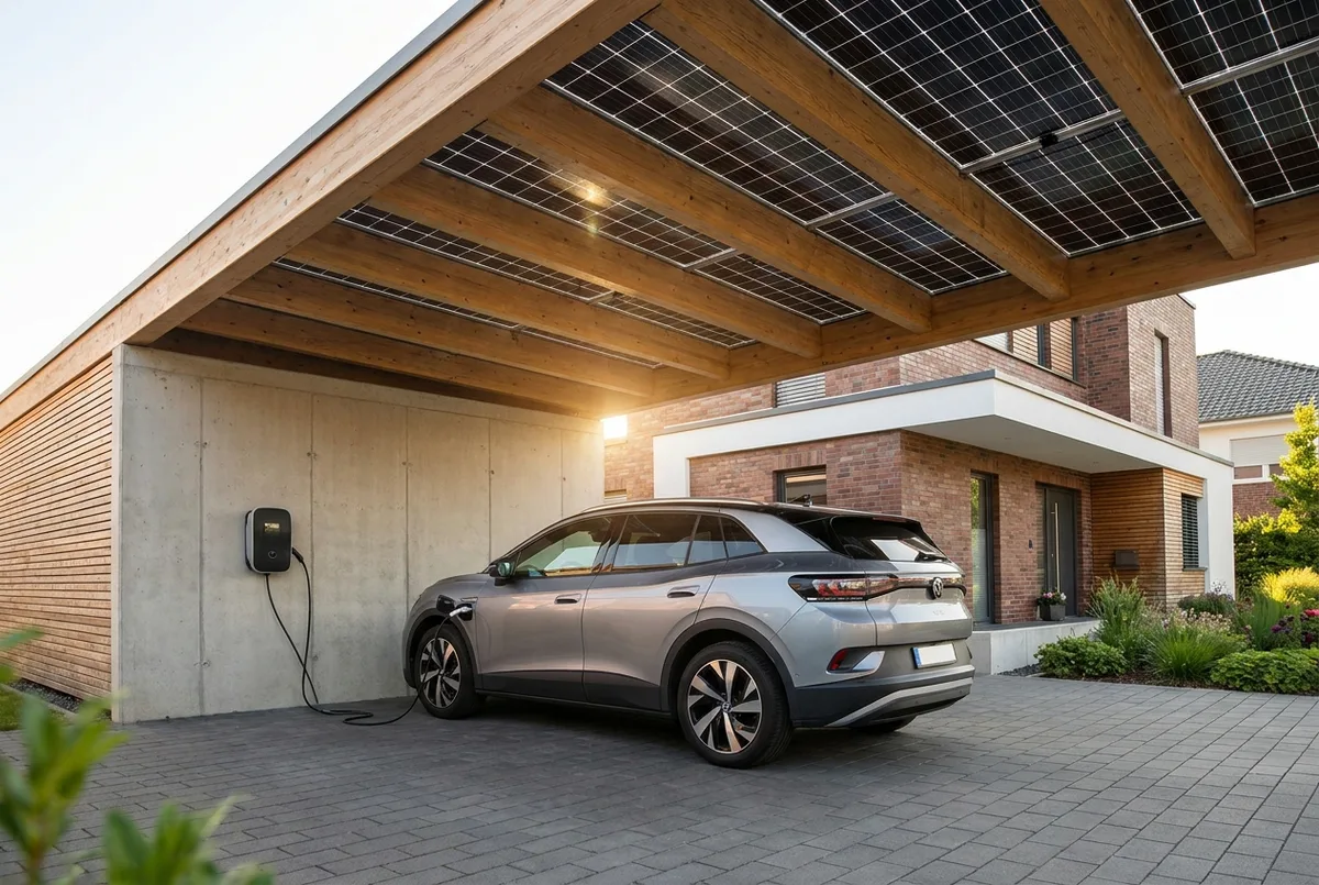 Wallbox am Stellplatz, kombiniert mit Photovoltaik